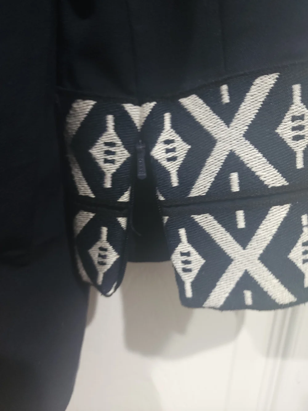 Tory Burch Navy Tunic with White Geometric Trim